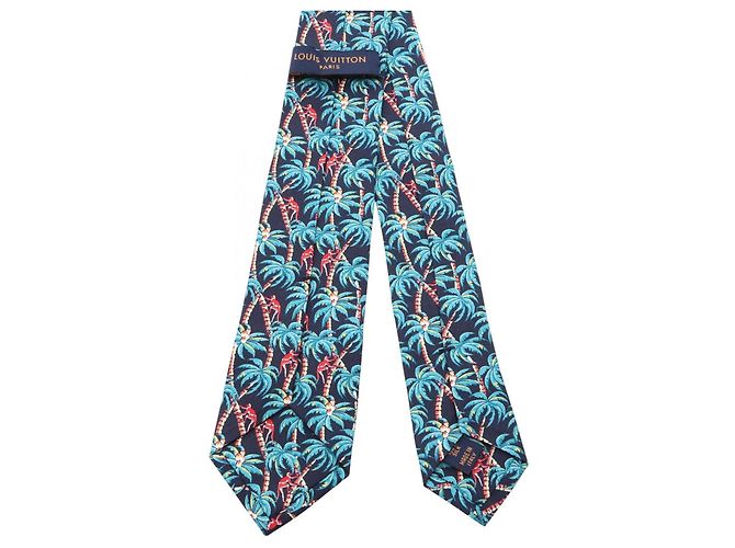 Cravatta in seta da uomo Louis Vuitton Multicolore Verde Blu navy - vista 3