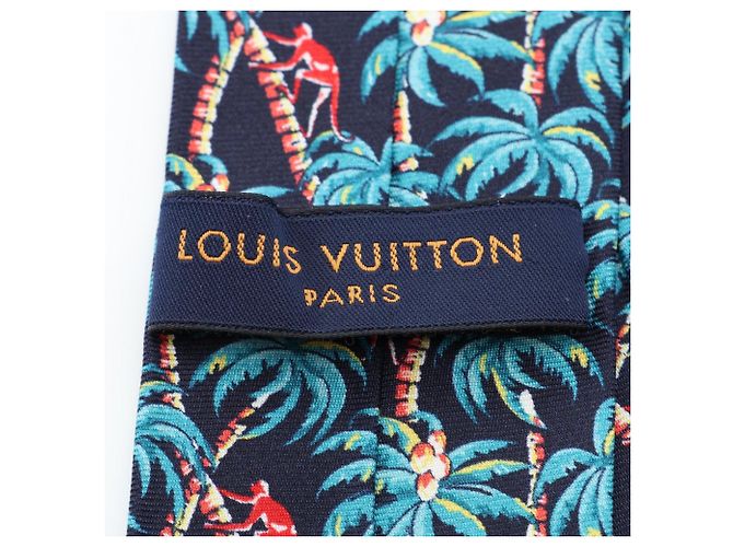 Cravatta in seta da uomo Louis Vuitton Multicolore Verde Blu navy - vista 4