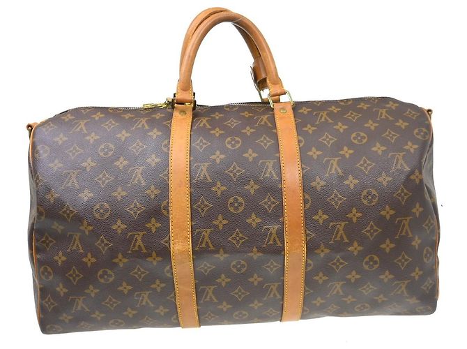 Borsa Louis Vuitton Keepall Bandouliere Monogram Canvas 50 Marrone - vista 2