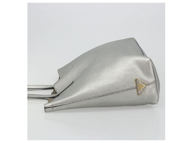Vintage Prada Leder Tote Silber - Ansicht 4