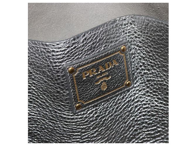 Vintage Prada Leder Tote Silber - Ansicht 6