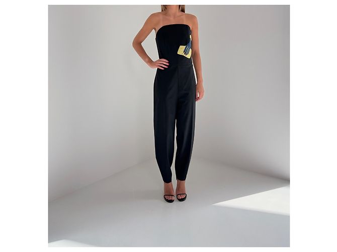 Autre Marque Osman Yousefzada Mono Strapless FW14 Trompe l'Oeil Negro - vista 2