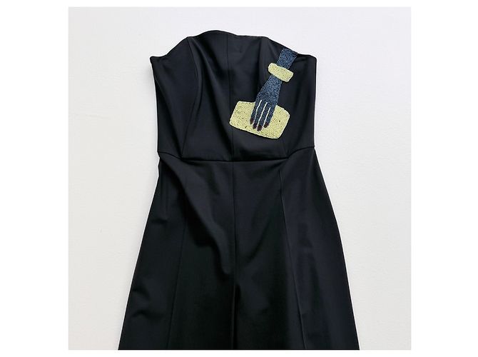 Autre Marque Osman Yousefzada Mono Strapless FW14 Trompe l'Oeil Negro - vista 5