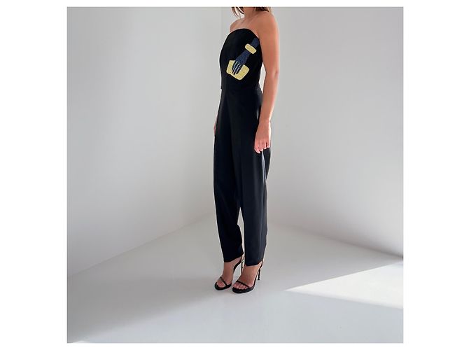 Autre Marque Osman Yousefzada Mono Strapless FW14 Trompe l'Oeil Negro - vista 6