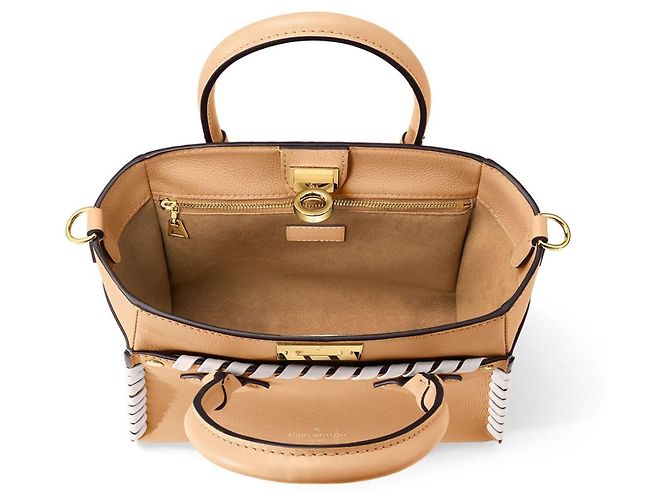 Borsa Louis Vuitton On My Side in pelle beige - vista 2