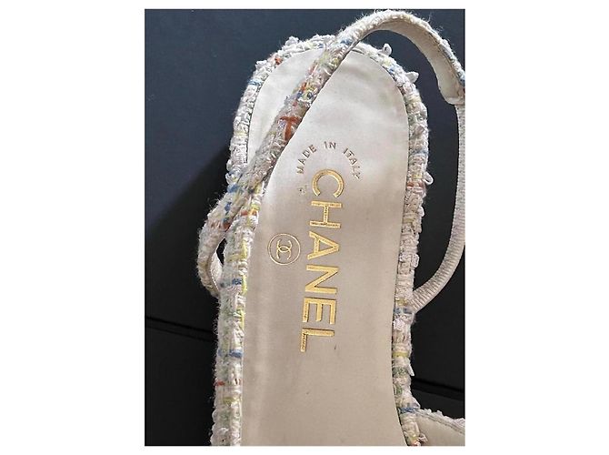 Chanel Ballerine Slingback in Tweed Multicolore Nero Bianco - vista 2