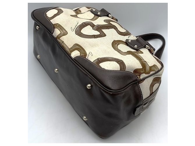 Borsa Tote Gucci Bamboo Horsebit Beige - vista 2