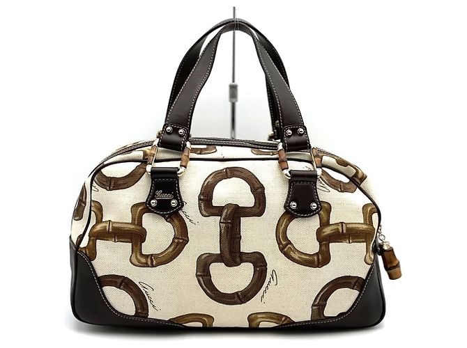 Borsa Tote Gucci Bamboo Horsebit Beige - vista 4