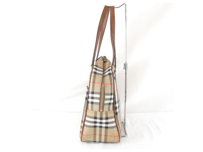 Borsa Burberry Nova Check Shadow Horse Beige - vista 3