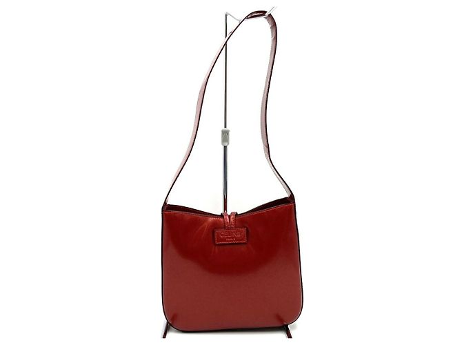 Céline Borsa a tracolla in pelle smaltata rossa Celine Rosso - vista 4