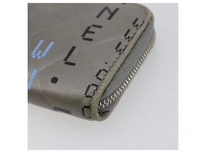 CHANEL Matelasse Typography Münzbeutel aus Lammleder Grau Silber CC Authentisch 184786A Braun - Ansicht 7