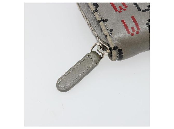 CHANEL Matelasse Typography Münzbeutel aus Lammleder Grau Silber CC Authentisch 184786A Braun - Ansicht 8