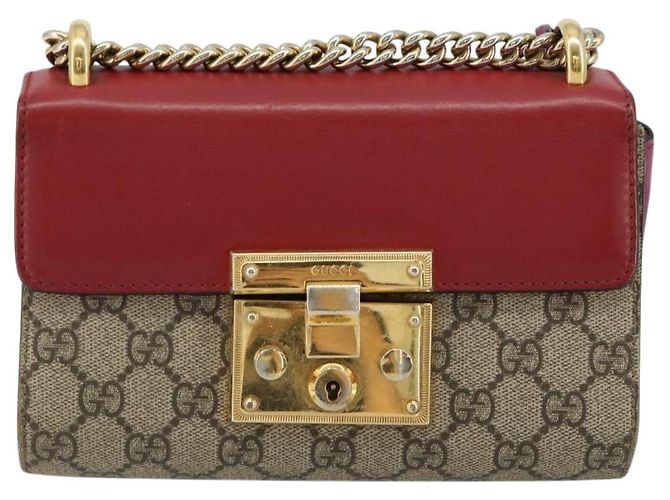 GUCCI GG Supreme Borsa a Spalla con Catena PVC Rosso Oro rosa 409487 Auth ka4696 - vista 13