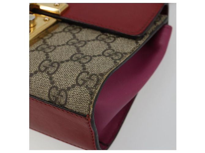 GUCCI GG Supreme Borsa a Spalla con Catena PVC Rosso Oro rosa 409487 Auth ka4696 - vista 14