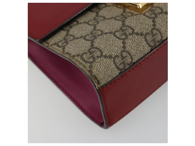 GUCCI GG Supreme Borsa a Spalla con Catena PVC Rosso Oro rosa 409487 Auth ka4696 - vista 15