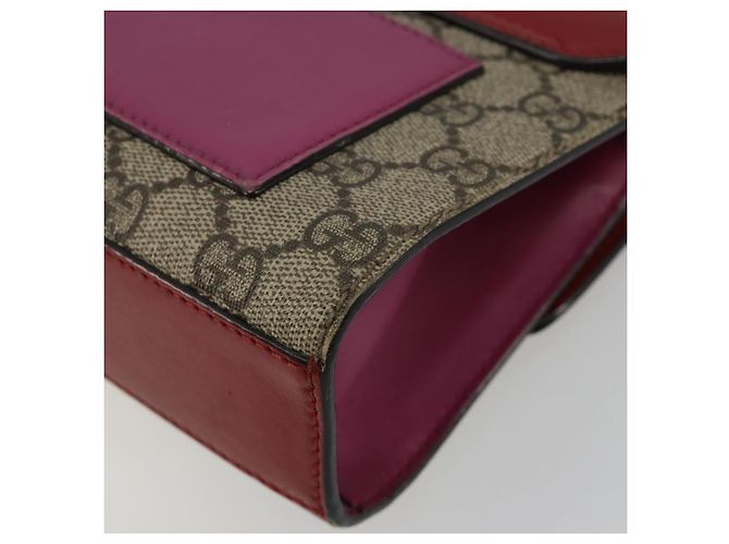 GUCCI GG Supreme Borsa a Spalla con Catena PVC Rosso Oro rosa 409487 Auth ka4696 - vista 16