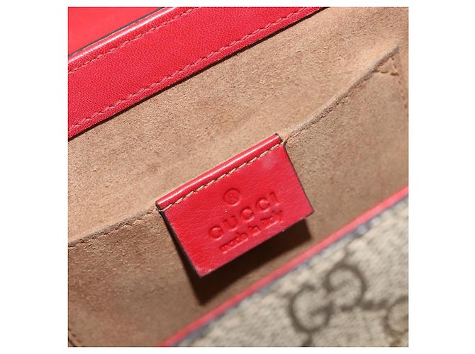 GUCCI GG Supreme Borsa a Spalla con Catena PVC Rosso Oro rosa 409487 Auth ka4696 - vista 19