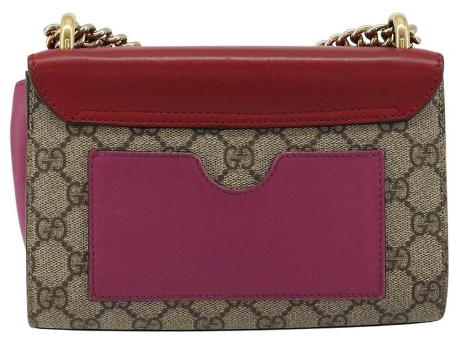 GUCCI GG Supreme Borsa a Spalla con Catena PVC Rosso Oro rosa 409487 Auth ka4696 - vista 2