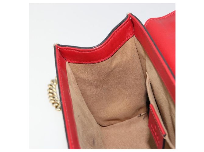 GUCCI GG Supreme Borsa a Spalla con Catena PVC Rosso Oro rosa 409487 Auth ka4696 - vista 21