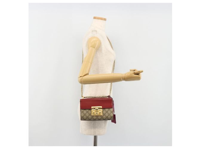 GUCCI GG Supreme Borsa a Spalla con Catena PVC Rosso Oro rosa 409487 Auth ka4696 - vista 23
