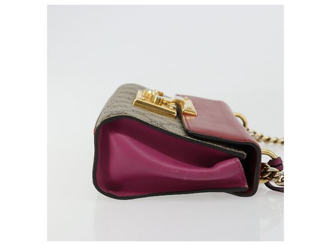 GUCCI GG Supreme Borsa a Spalla con Catena PVC Rosso Oro rosa 409487 Auth ka4696 - vista 3
