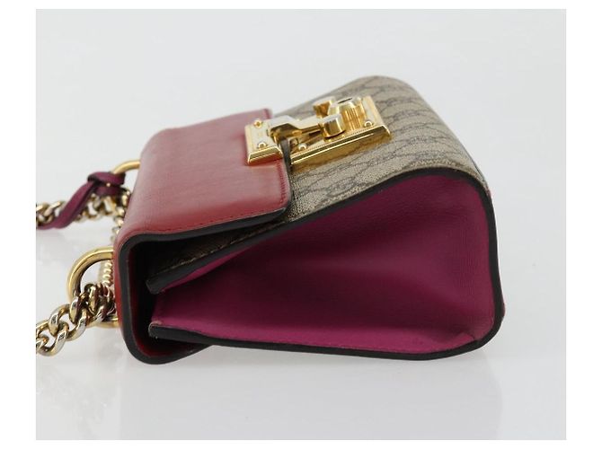 GUCCI GG Supreme Borsa a Spalla con Catena PVC Rosso Oro rosa 409487 Auth ka4696 - vista 4