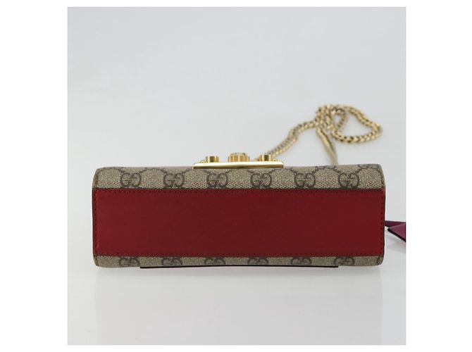 GUCCI GG Supreme Borsa a Spalla con Catena PVC Rosso Oro rosa 409487 Auth ka4696 - vista 5
