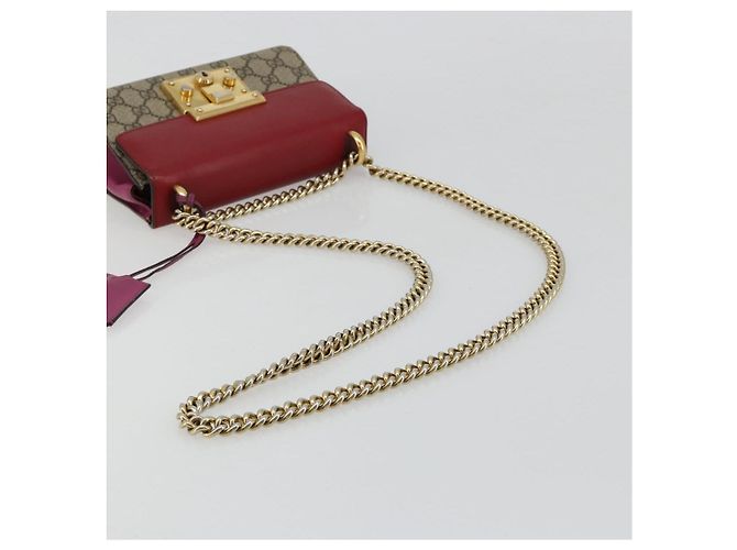 GUCCI GG Supreme Borsa a Spalla con Catena PVC Rosso Oro rosa 409487 Auth ka4696 - vista 7