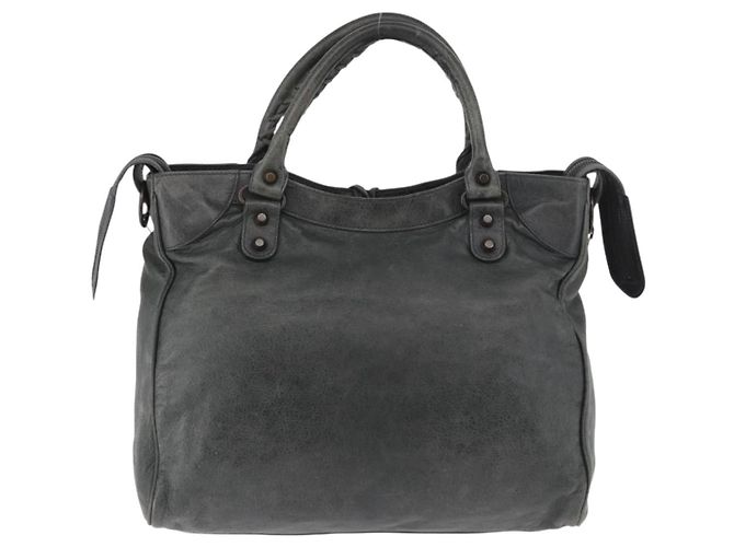 Borsa BALENCIAGA Vero in Pelle 2way Grigia 235216 Auth 185366V - vista 2