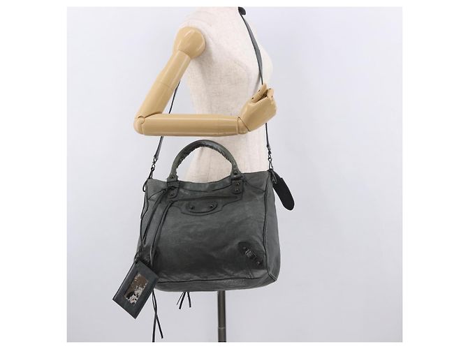 Borsa BALENCIAGA Vero in Pelle 2way Grigia 235216 Auth 185366V - vista 31