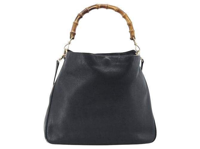Borsa a Spalla GUCCI Bamboo in Pelle 2way Nero Oro 001 1577 3444 Auth BA13349 D'oro - vista 13