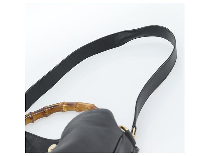 Borsa a Spalla GUCCI Bamboo in Pelle 2way Nero Oro 001 1577 3444 Auth BA13349 D'oro - vista 14