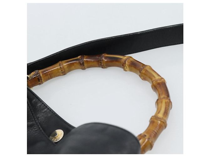 Borsa a Spalla GUCCI Bamboo in Pelle 2way Nero Oro 001 1577 3444 Auth BA13349 D'oro - vista 8