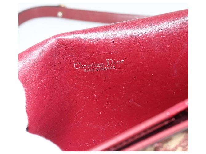 Borsa a Spalla Christian Dior Trotter Canvas Rosso Oro Auth BA13387 D'oro - vista 19