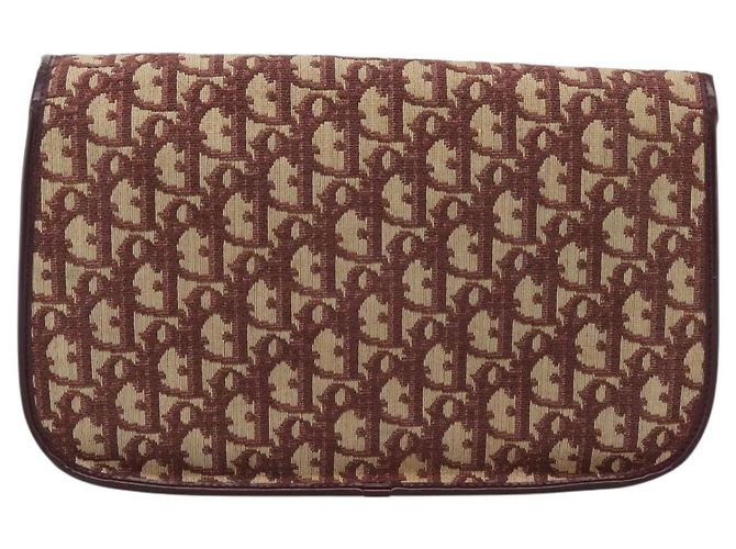 Borsa a Spalla Christian Dior Trotter Canvas Rosso Oro Auth BA13387 D'oro - vista 2