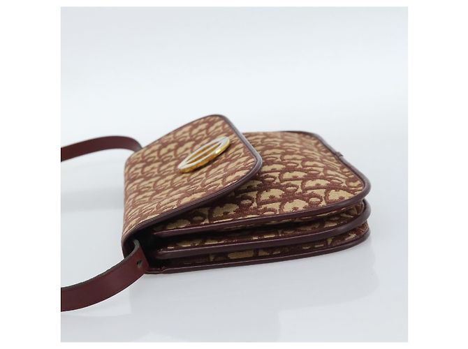 Borsa a Spalla Christian Dior Trotter Canvas Rosso Oro Auth BA13387 D'oro - vista 3
