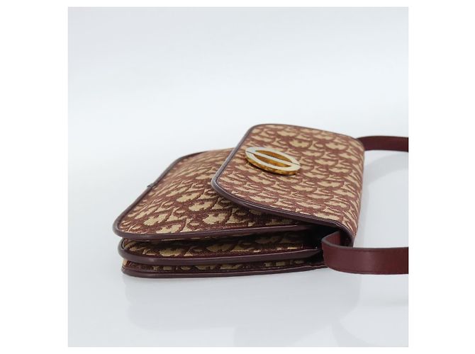 Borsa a Spalla Christian Dior Trotter Canvas Rosso Oro Auth BA13387 D'oro - vista 4