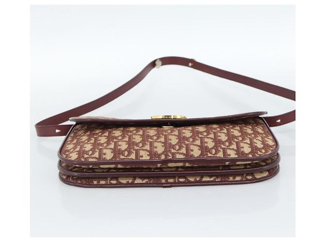 Borsa a Spalla Christian Dior Trotter Canvas Rosso Oro Auth BA13387 D'oro - vista 5