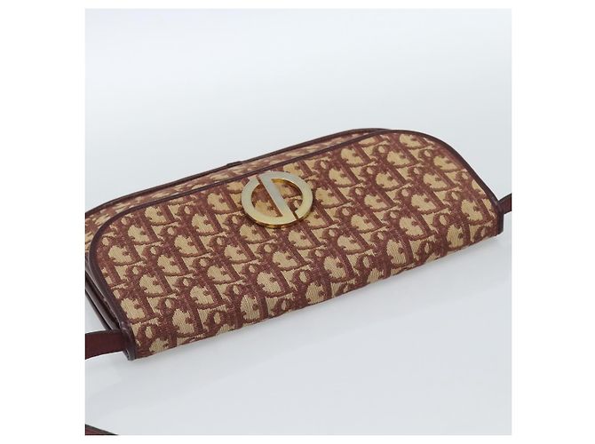 Borsa a Spalla Christian Dior Trotter Canvas Rosso Oro Auth BA13387 D'oro - vista 6
