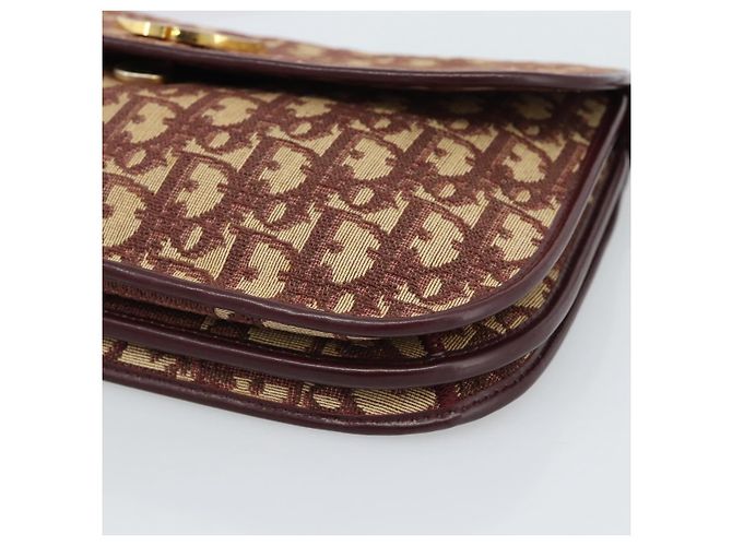 Borsa a Spalla Christian Dior Trotter Canvas Rosso Oro Auth BA13387 D'oro - vista 8