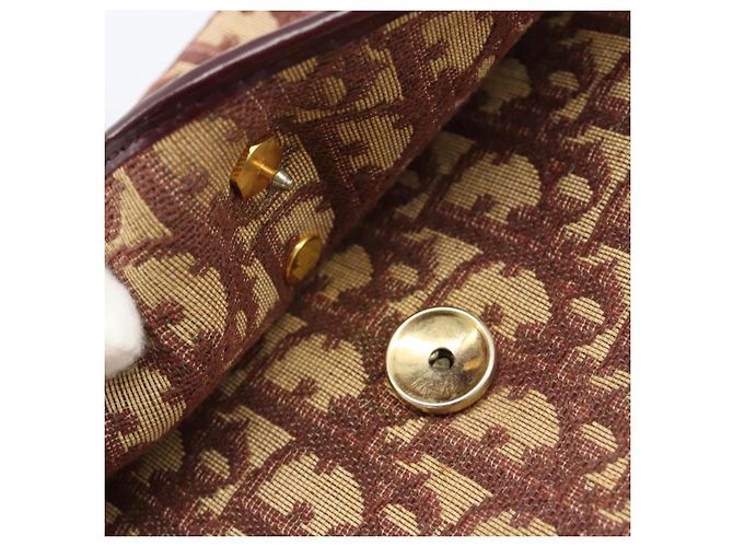 Borsa a Spalla Christian Dior Trotter Canvas Rosso Oro Auth BA13387 D'oro - vista 9