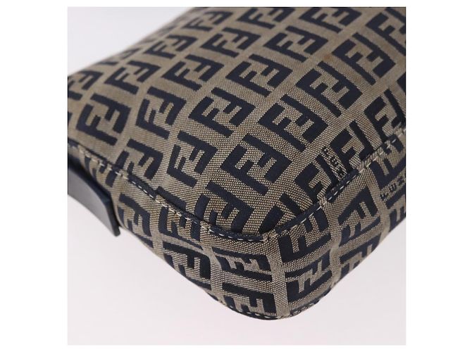 FENDI Zucchino Canvas Mamma Baguette Bolso de Hombro Navy Silver Auth 185146SAV Plata Azul marino - vista 16