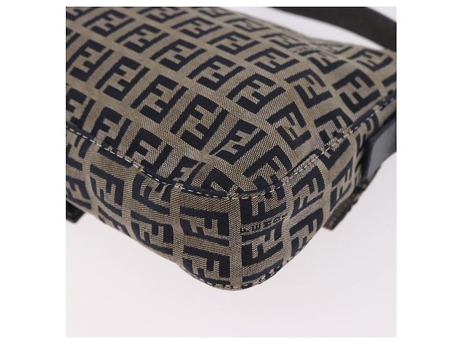 FENDI Zucchino Canvas Mamma Baguette Bolso de Hombro Navy Silver Auth 185146SAV Plata Azul marino - vista 17