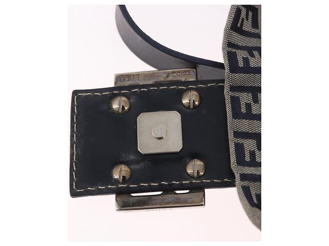 FENDI Zucchino Canvas Mamma Baguette Bolso de Hombro Navy Silver Auth 185146SAV Plata Azul marino - vista 20