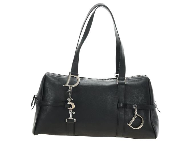 Christian Dior Boston Bag Leder Schwarz Silber Auth 184720SAM - Ansicht 13