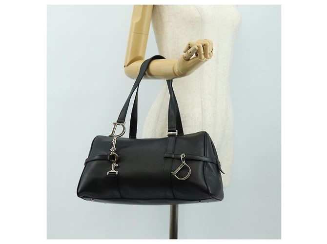 Christian Dior Boston Bag Leder Schwarz Silber Auth 184720SAM - Ansicht 26