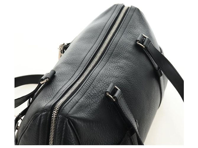 Christian Dior Boston Bag Leder Schwarz Silber Auth 184720SAM - Ansicht 6