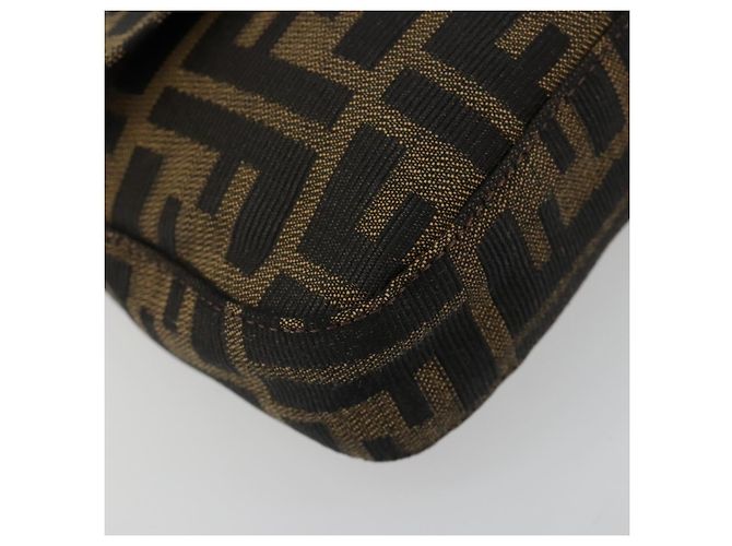 FENDI Zucca Canvas Mamma Baguette Shoulder Bag Black Brown Auth 184908SAM Marrone Nero - vista 16