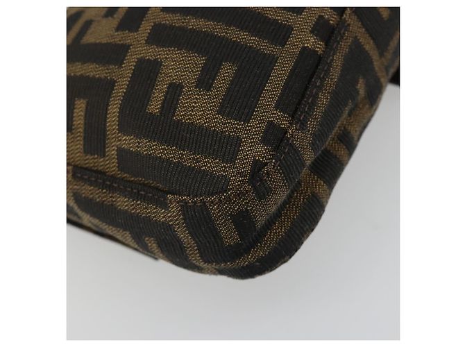 FENDI Zucca Canvas Mamma Baguette Shoulder Bag Black Brown Auth 184908SAM Marrone Nero - vista 18