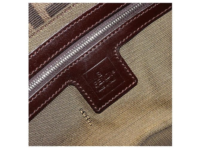 FENDI Zucca Canvas Mamma Baguette Shoulder Bag Black Brown Auth 184908SAM Marrone Nero - vista 21